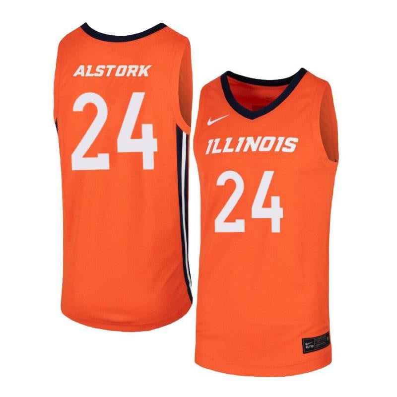 Men 24 Mark Alstork Orange Elite Illinois Fighting Illini Basketball Jersey