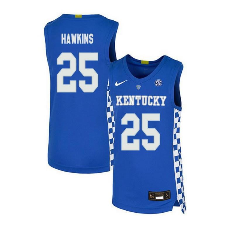 Men 25 Dominique Hawkins Royal Blue Elite Kentucky Wildcats Basketball Jersey