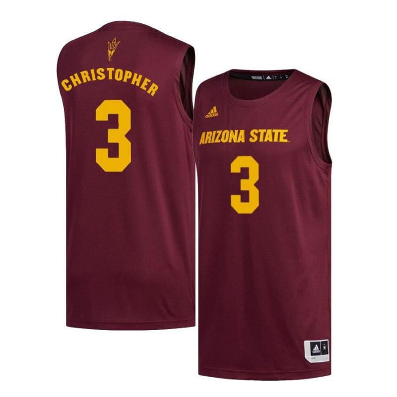 Men 3 Caleb Christopher Maroon Arizona State Sun Devils Basketball Jersey