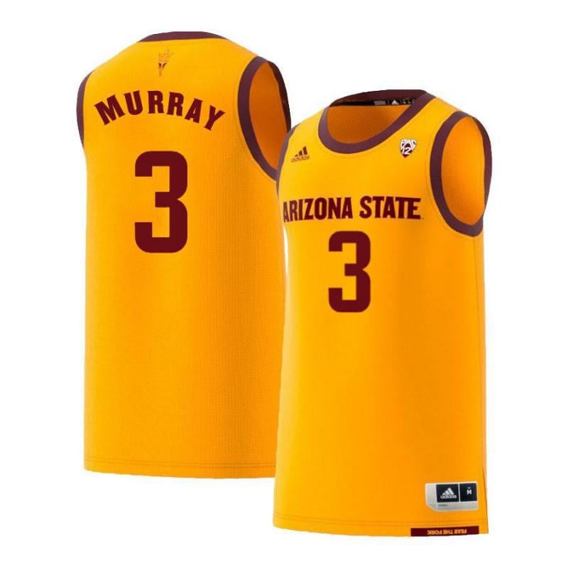 Men 3 Chance Murray Yellow Retro Arizona State Sun Devils Basketball Jersey