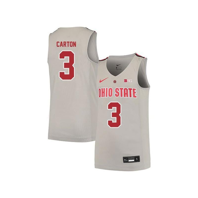 Men 3 Dj Carton Gray Elite Ohio State Buckeyes Basketball Jersey