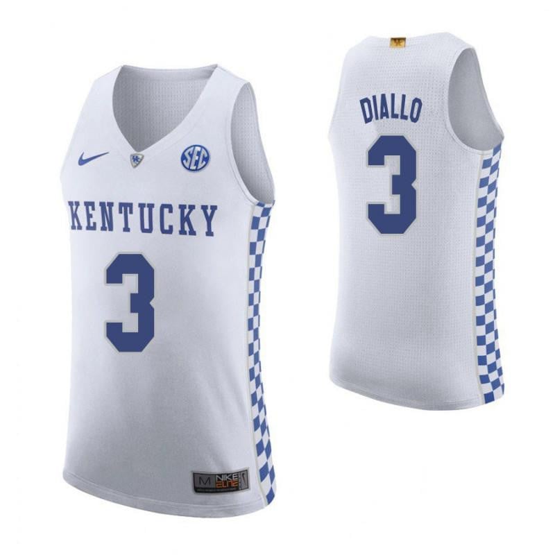 Men 3 Hamidou Diallo Road White Elite Kentucky Wildcats Basketball Jersey