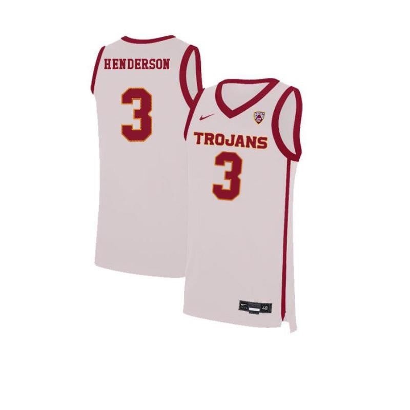 Men 3 Harrison Henderson White Elite Usc Trojans Basketball Jersey