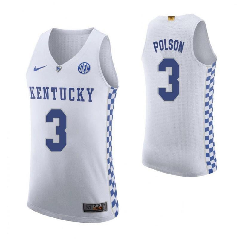 Men 3 Jarrod Polson Road White Elite Kentucky Wildcats Basketball Jersey