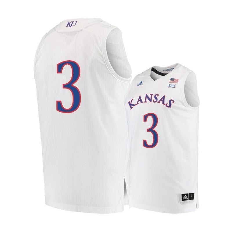 Men 3 Sam Cunliffe White Kansas Jayhawks Basketball Jersey