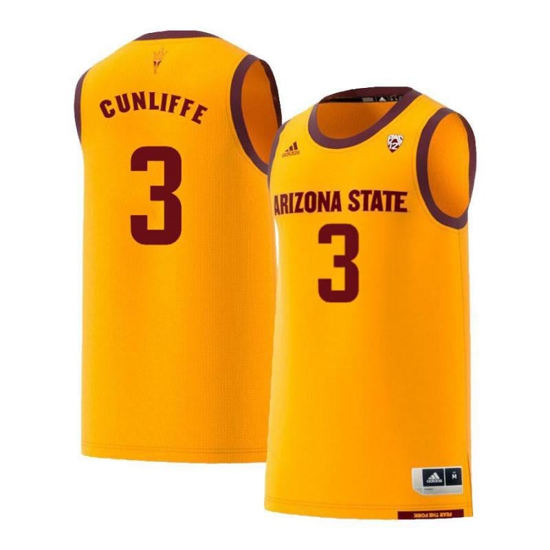 Men 3 Sam Cunliffe Yellow Retro Arizona State Sun Devils Basketball Jersey