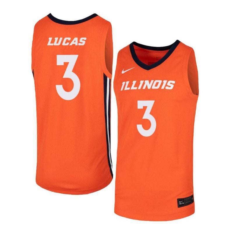 Men 3 Tejon Lucas Orange Elite Illinois Fighting Illini Basketball Jersey