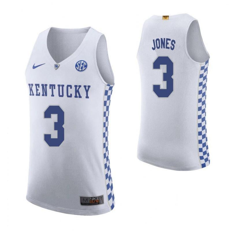 Men 3 Terrence Jones Road White Elite Kentucky Wildcats Basketball Jersey