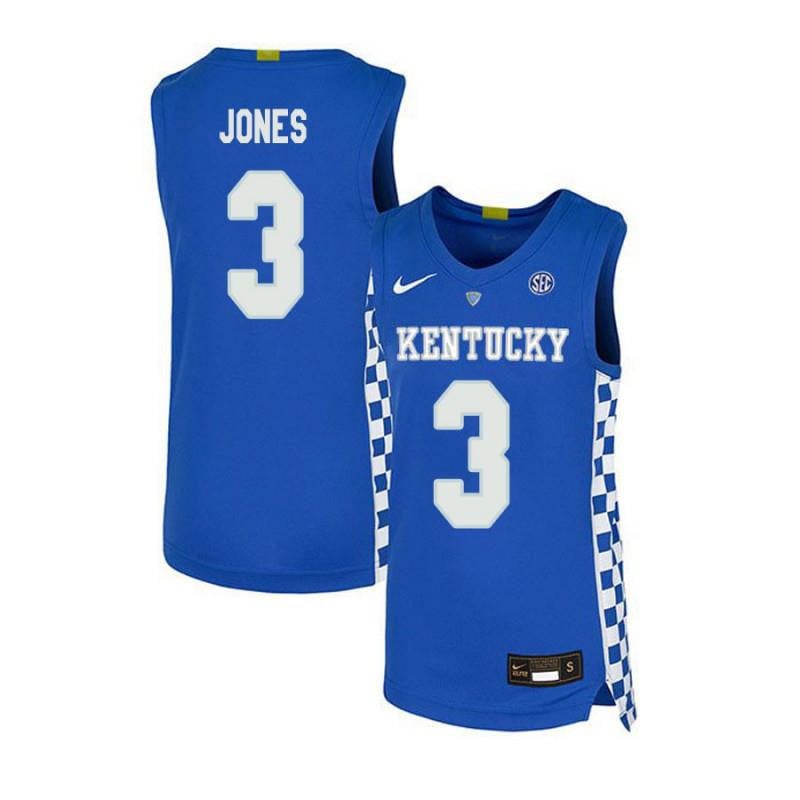 Men 3 Terrence Jones Royal Blue Elite Kentucky Wildcats Basketball Jersey