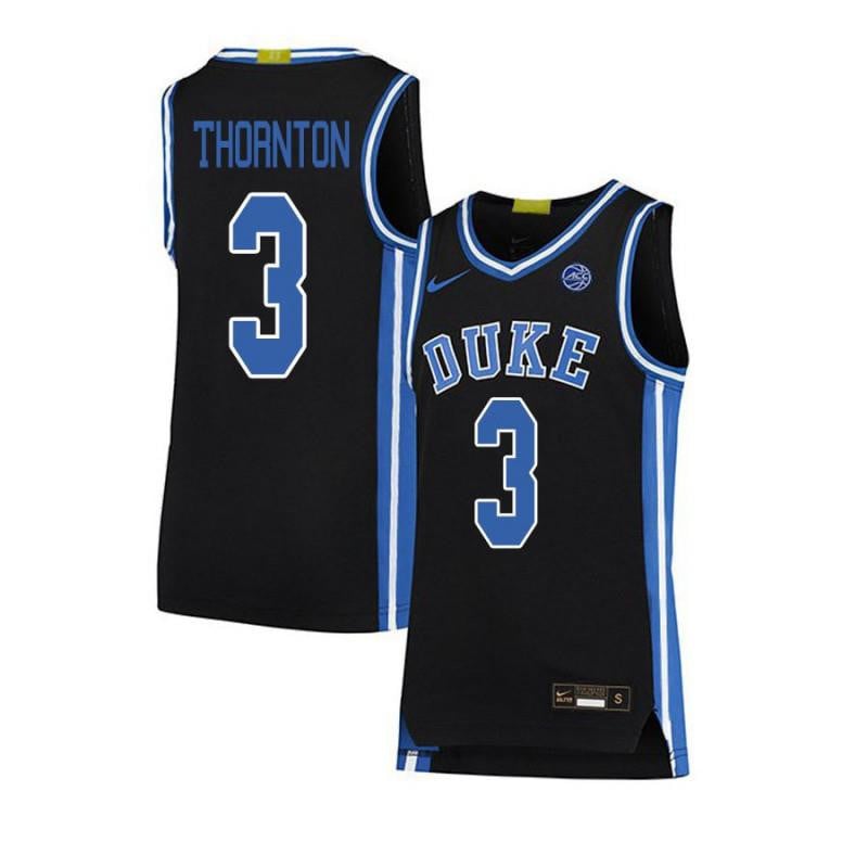 Men 3 Tyler Thornton Black Elite Duke Blue Devils Basketball Jersey