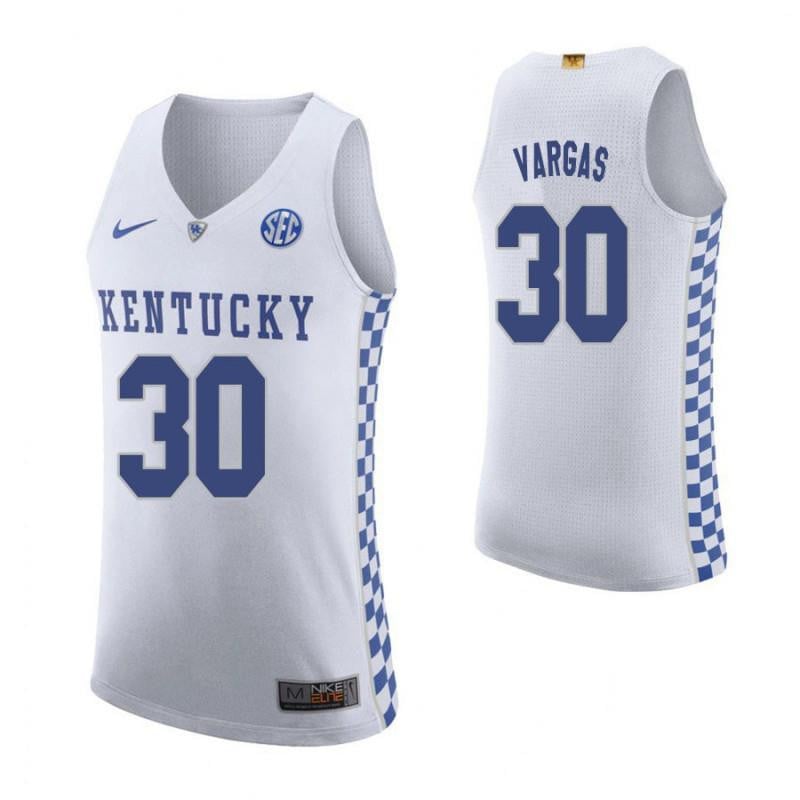Men 30 Eloy Vargas Road White Elite Kentucky Wildcats Basketball Jersey