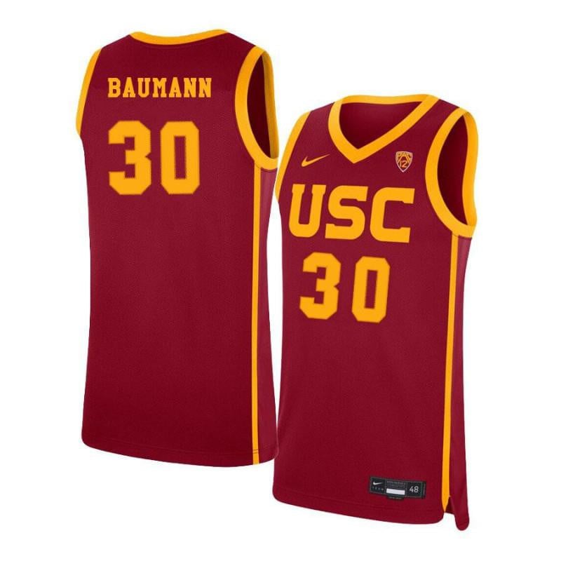 Men 30 Noah Baumann Red Elite Usc Trojans Basketball Jersey