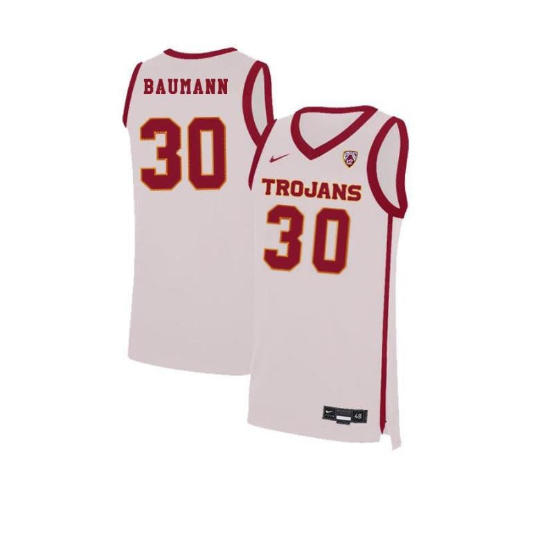 Men 30 Noah Baumann White Elite Usc Trojans Basketball Jersey