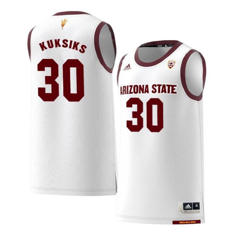Men 30 Rihards Kuksiks White Retro Arizona State Sun Devils Basketball Jersey