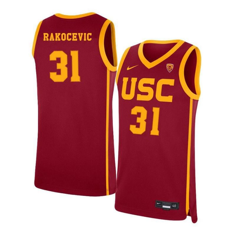 Men 31 Nick Rakocevic Red Elite Usc Trojans Basketball Jersey