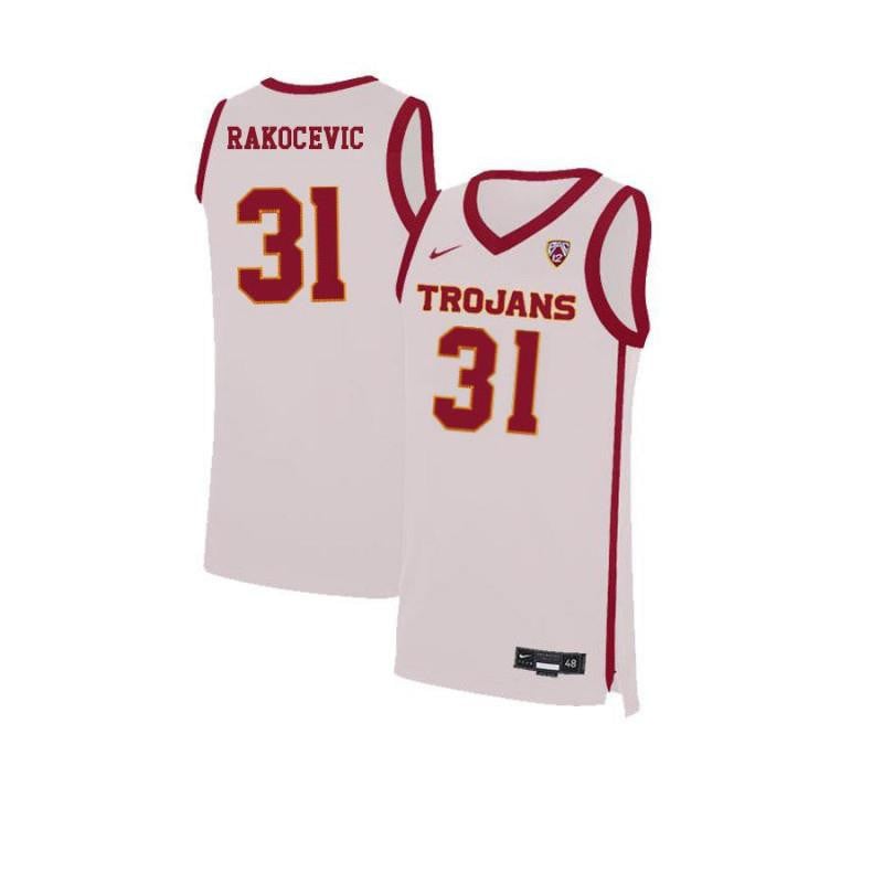 Men 31 Nick Rakocevic White Elite Usc Trojans Basketball Jersey