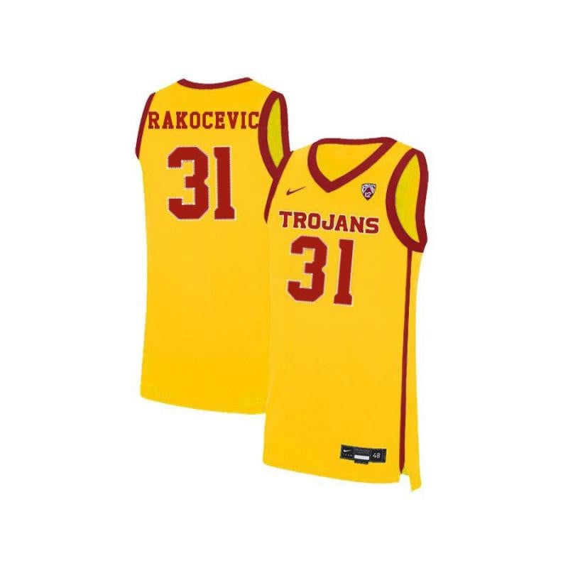 Men 31 Nick Rakocevic Yellow Elite Usc Trojans Basketball Jersey