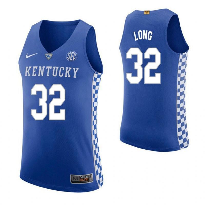Men 32 Brian Long Home Blue Elite Kentucky Wildcats Basketball Jersey