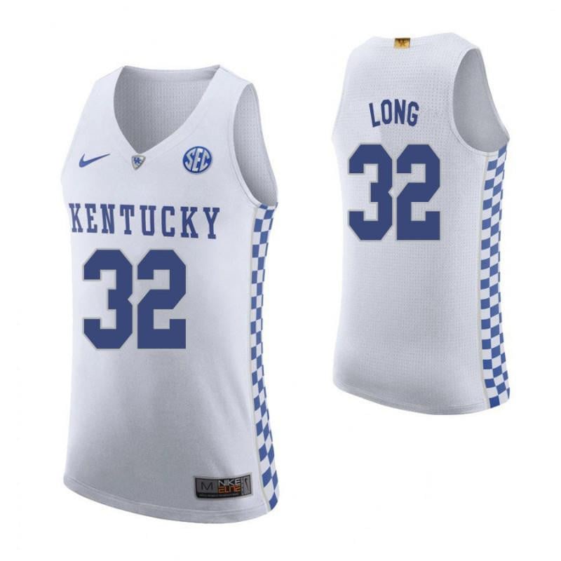 Men 32 Brian Long Road White Elite Kentucky Wildcats Basketball Jersey