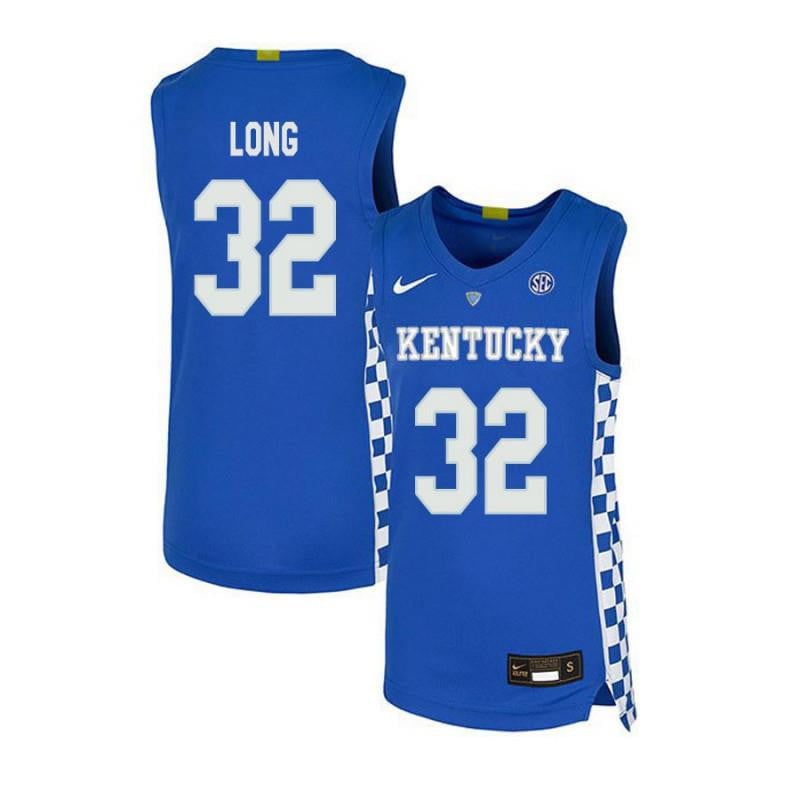 Men 32 Brian Long Royal Blue Elite Kentucky Wildcats Basketball Jersey