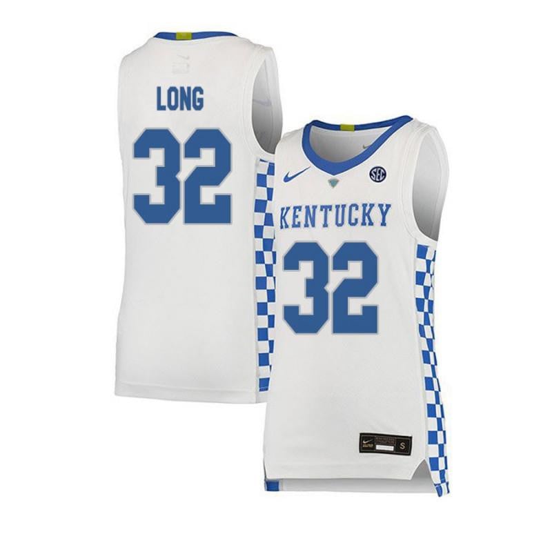 Men 32 Brian Long White Elite Kentucky Wildcats Basketball Jersey