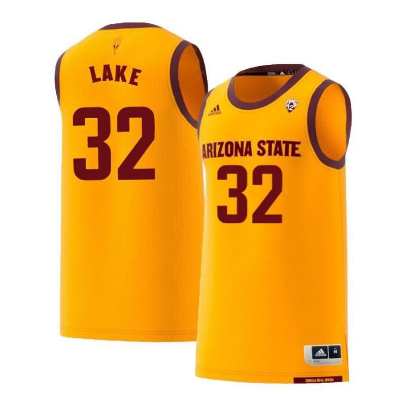 Men 32 Dequon Lake Yellow Retro Arizona State Sun Devils Basketball Jersey