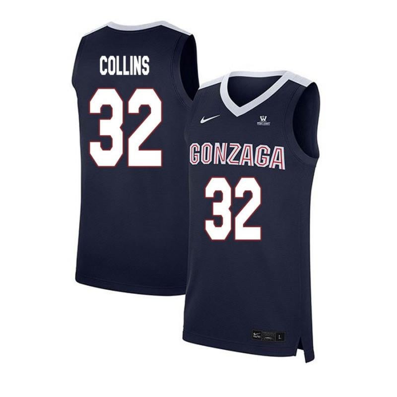 Men 32 Zach Collins Navy Elite Gonzaga Bulldogs Basketball Jersey