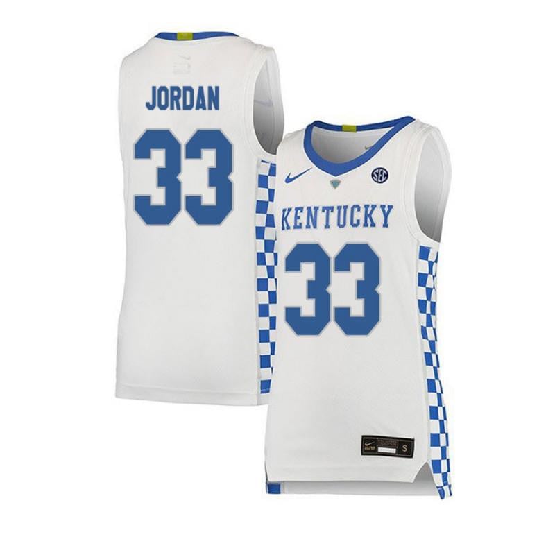 Men 33 Ben Jordan White Elite Kentucky Wildcats Basketball Jersey