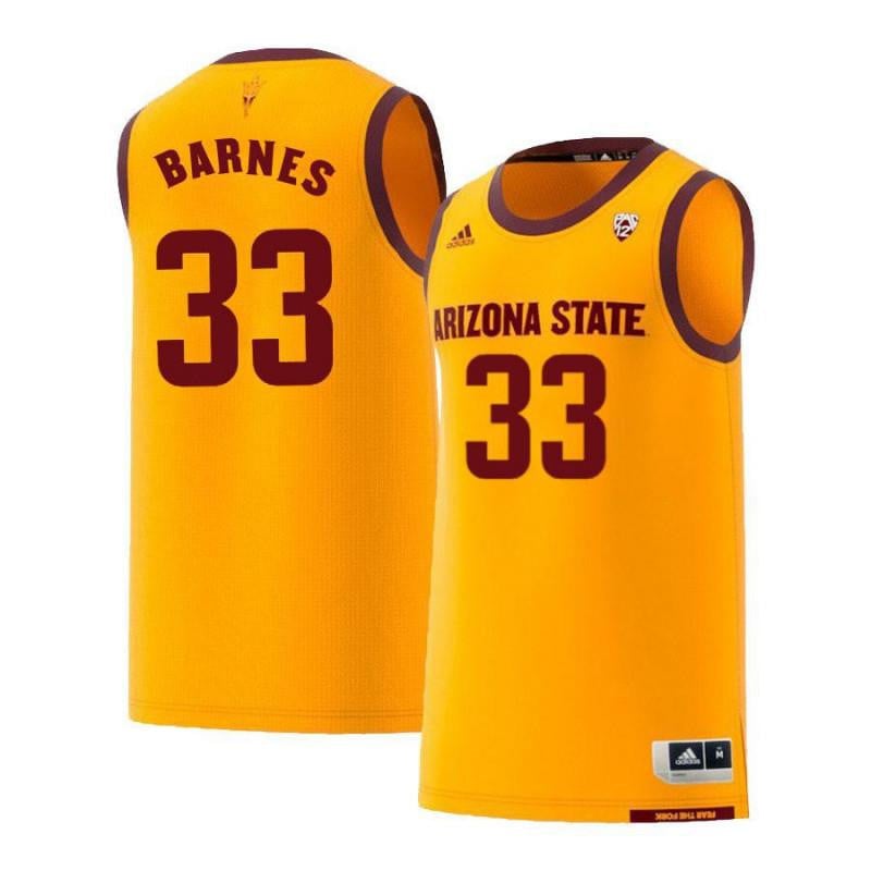 Men 33 Bo Barnes Yellow Retro Arizona State Sun Devils Basketball Jersey