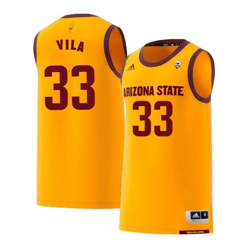 Men 33 Ramon Vila Yellow Retro Arizona State Sun Devils Basketball Jersey