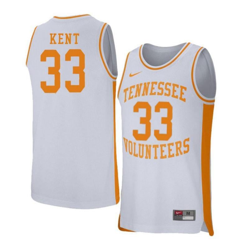 Men 33 Zach Kent White Retro Elite Tennessee Volunteers Basketball Jersey