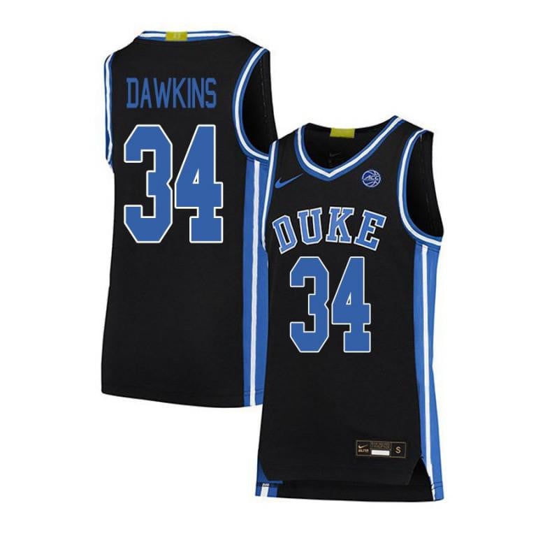 Men 34 Andre Dawkins Black Elite Duke Blue Devils Basketball Jersey