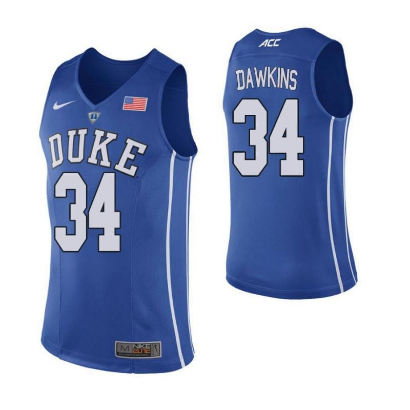 Men 34 Andre Dawkins Blue Elite Duke Blue Devils Basketball Jersey