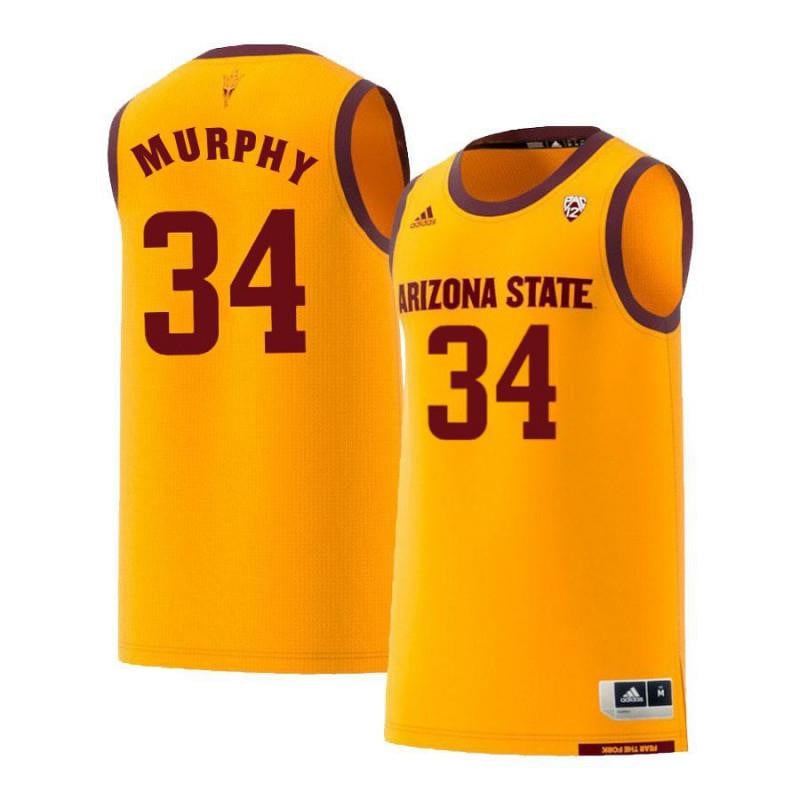 Men 34 Corban Murphy Yellow Retro Arizona State Sun Devils Basketball Jersey