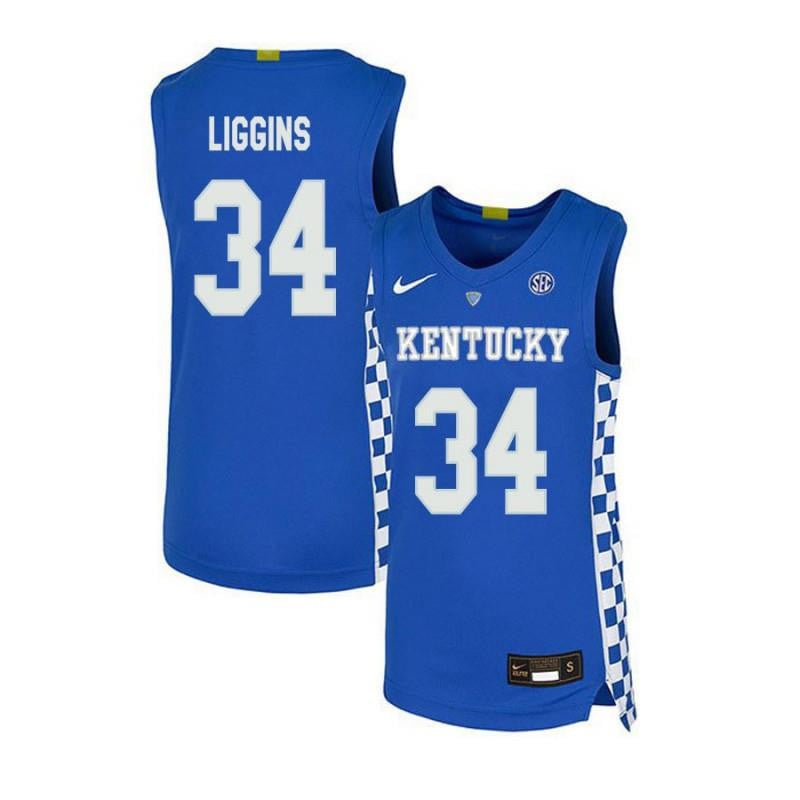 Men 34 Deandre Liggins Royal Blue Elite Kentucky Wildcats Basketball Jersey