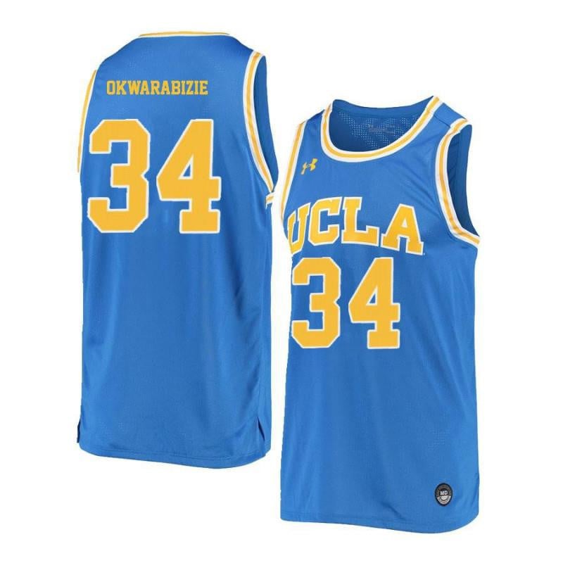 Men 34 Ikenna Okwarabizie Blue Retro Elite Ucla Bruins Basketball Jersey