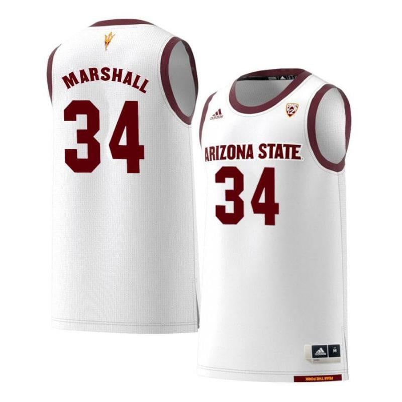 Men 34 Jermaine Marshall White Retro Arizona State Sun Devils Basketball Jersey