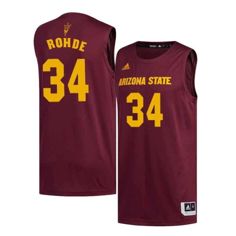 Men 34 Taylor Rohde Maroon Arizona State Sun Devils Basketball Jersey