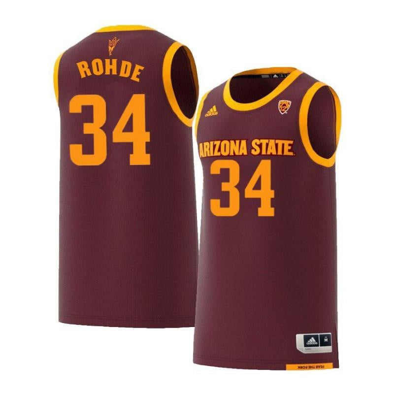 Men 34 Taylor Rohde Maroon Retro Arizona State Sun Devils Basketball Jersey