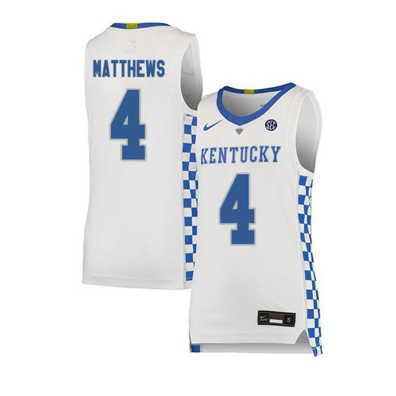 Men 4 Charles Matthews White Elite Kentucky Wildcats Basketball Jersey