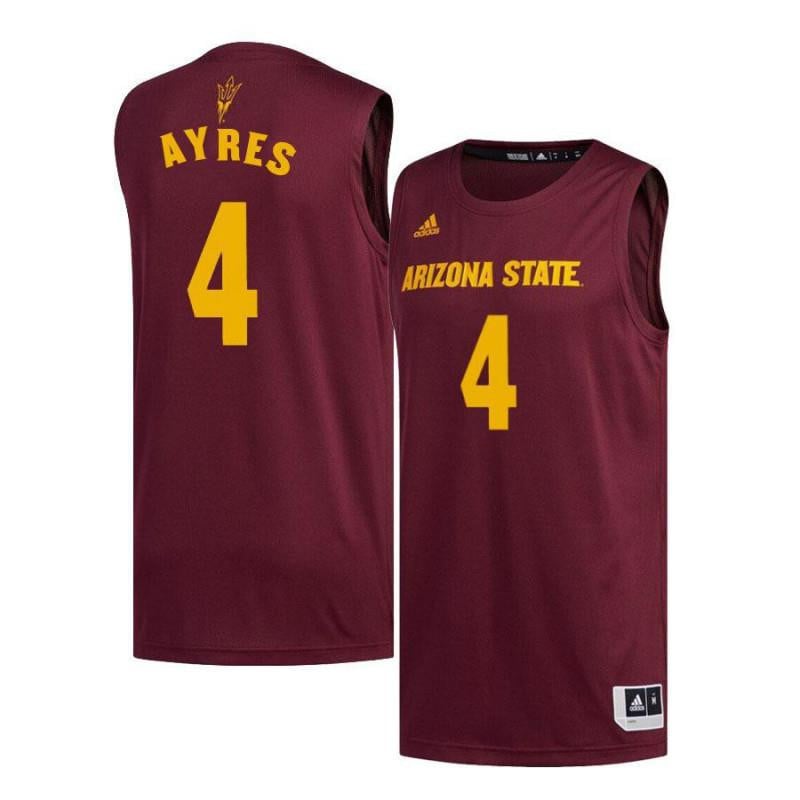 Men 4 Jeff Ayres Maroon Arizona State Sun Devils Basketball Jersey