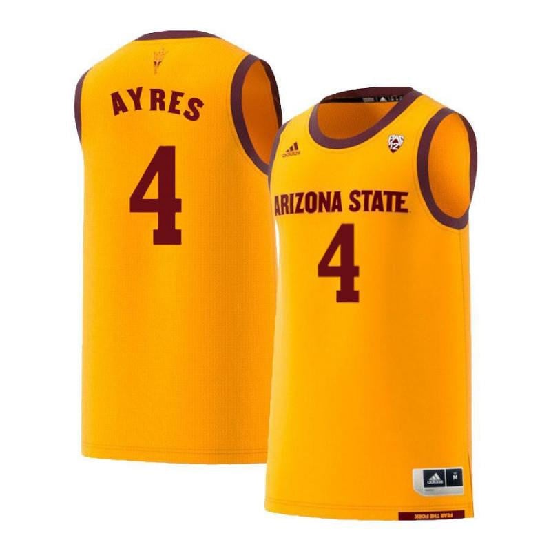 Men 4 Jeff Ayres Yellow Retro Arizona State Sun Devils Basketball Jersey