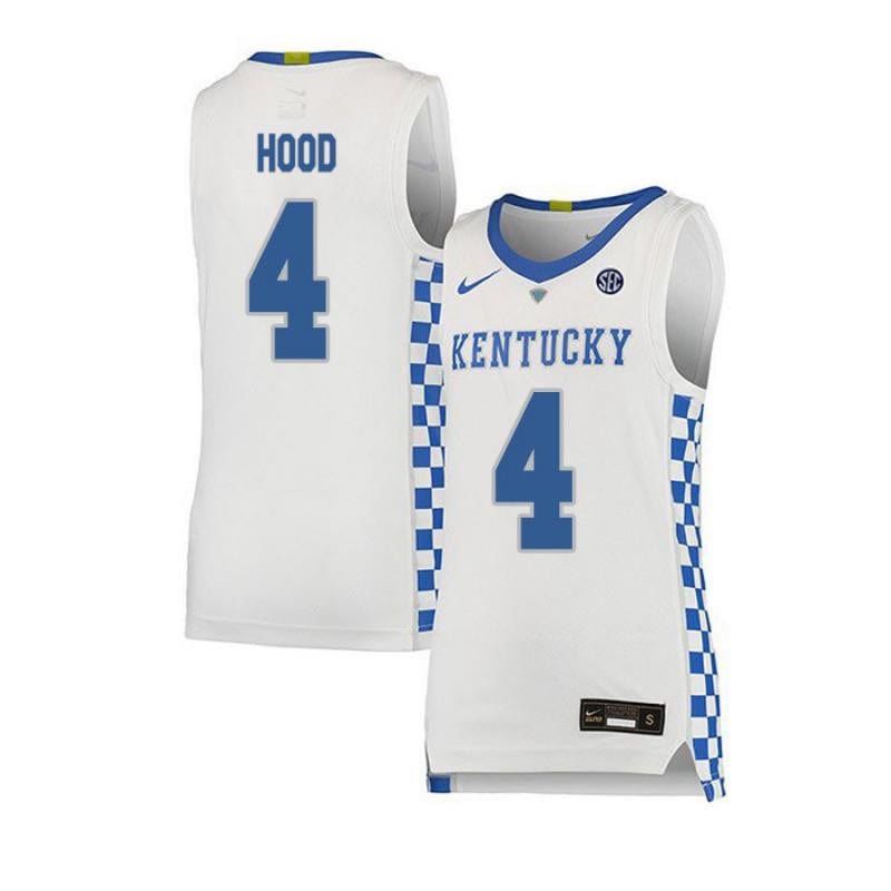 Men 4 Jon Hood White Elite Kentucky Wildcats Basketball Jersey