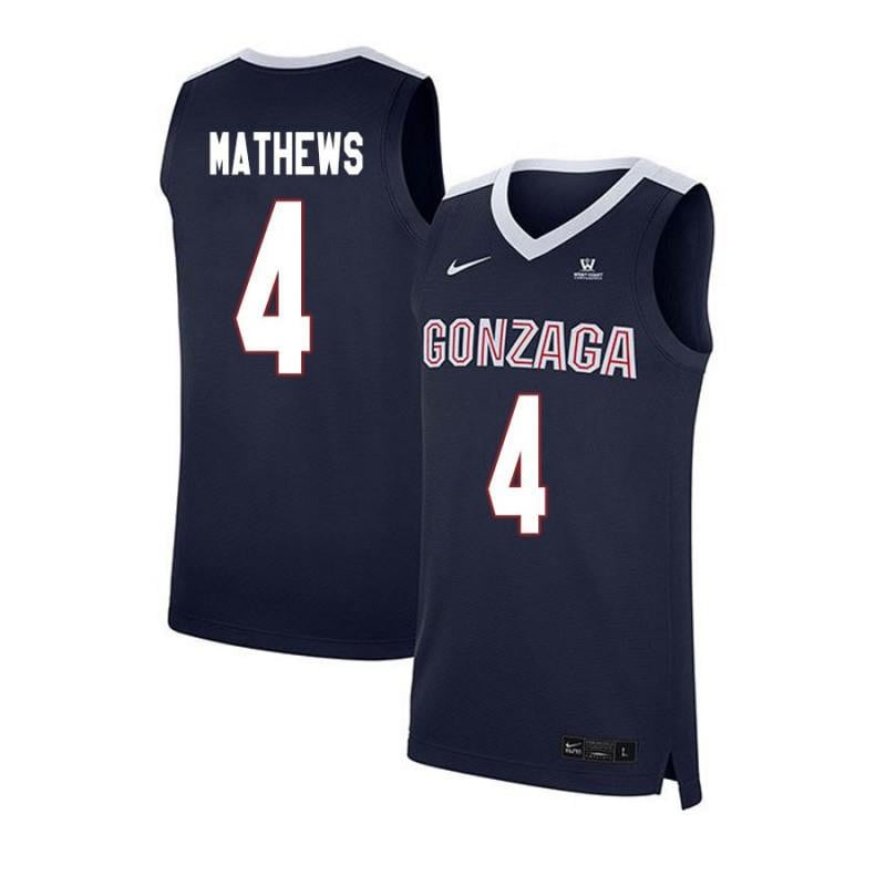 Men 4 Jordan Mathews Navy Elite Gonzaga Bulldogs Basketball Jersey