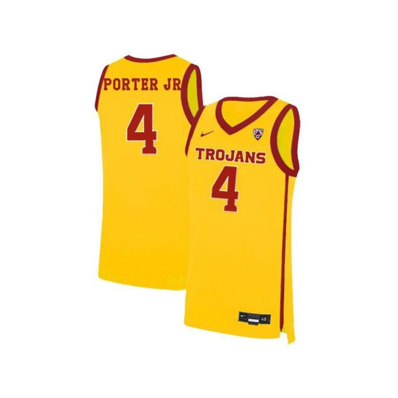 Men 4 Kevin Porter Jr Yellow Elite Usc Trojans Basketball Jersey