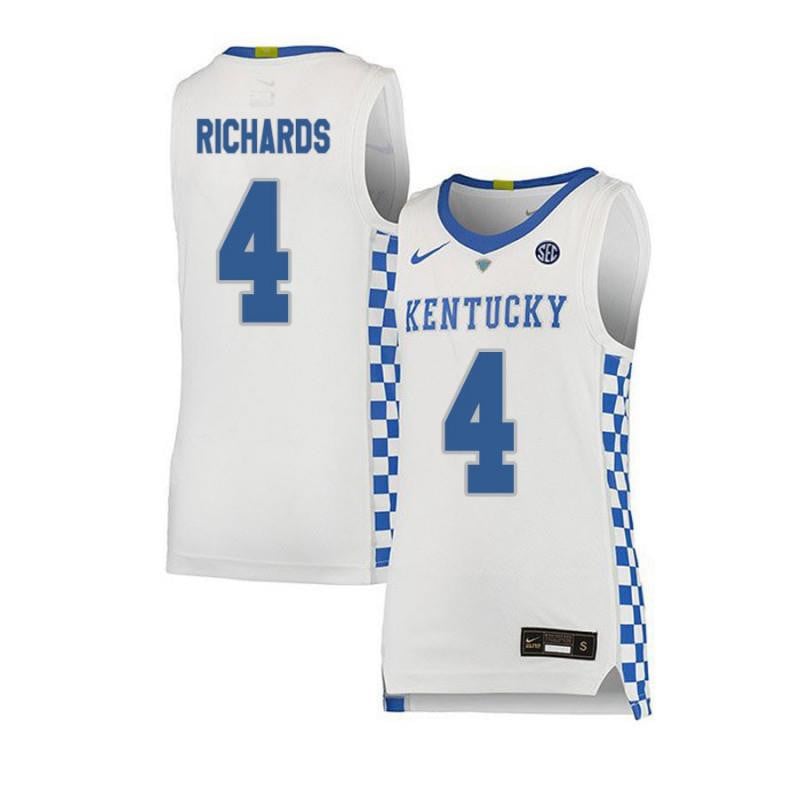 Men 4 Nick Richards White Elite Kentucky Wildcats Basketball Jersey