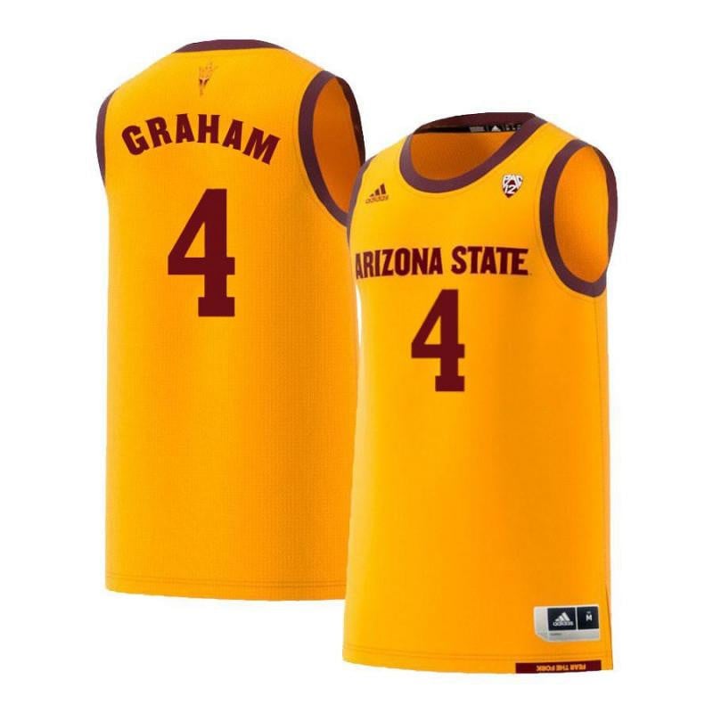Men 4 Torian Graham Yellow Retro Arizona State Sun Devils Basketball Jersey