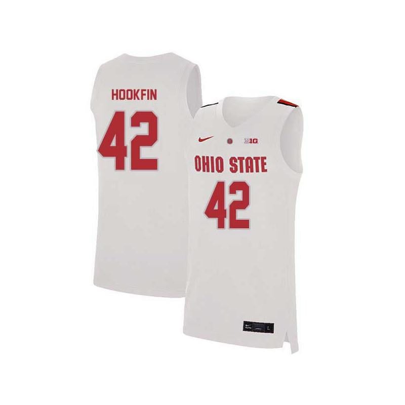 Men 42 Harrison Hookfin White Elite Ohio State Buckeyes Basketball Jersey