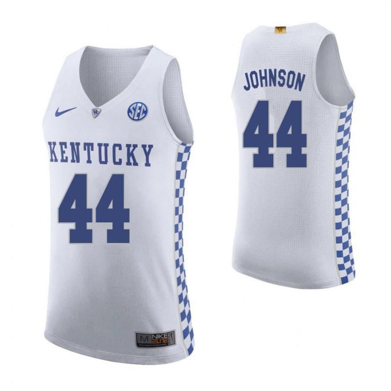 Men 44 Dakari Johnson Road White Elite Kentucky Wildcats Basketball Jersey