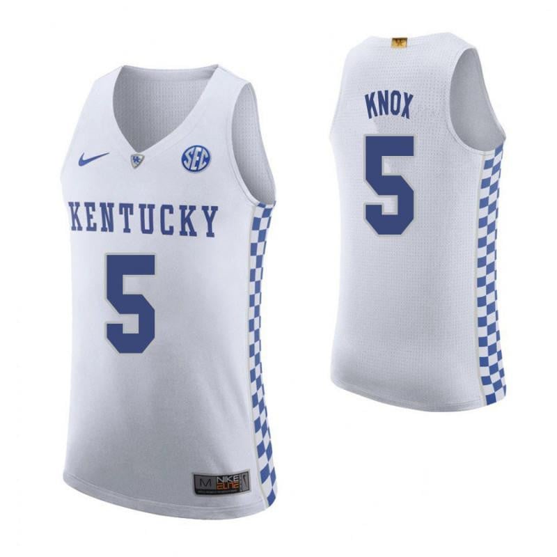Men 5 Kevin Knox Road White Elite Kentucky Wildcats Basketball Jersey